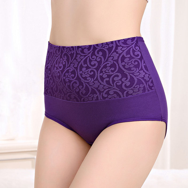 B - Purple / M Cotton High Waisted Abdominal Underwear - skyjackerz