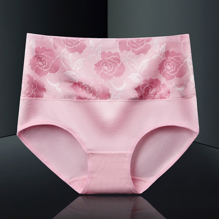A - Pink / M Cotton High Waisted Abdominal Underwear - skyjackerz