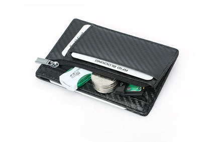 Black Leather Men's Mini RFID Blocking Retro Wallet - skyjackerz