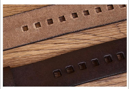 Reddish Brown / 105 cm Men's Vintage Brass Buckle Leather Belt - skyjackerz