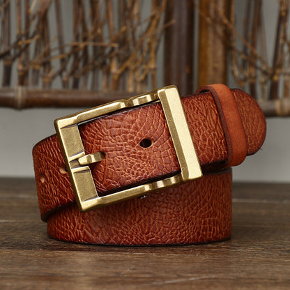 Black / 105 cm Men's Wide Leather Belt for Jeans - skyjackerz