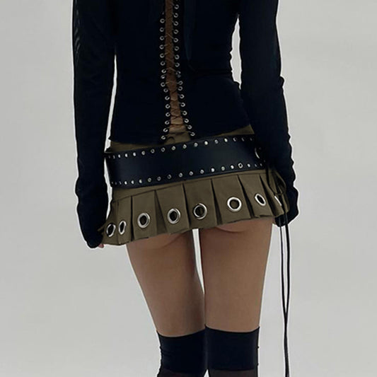 Women Leather Vintage Mini Skirt - skyjackerz