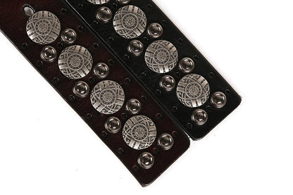 Black / 105 cm Men's Metal Rivet Cowboy Leather Belt - skyjackerz