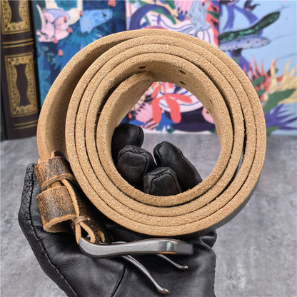 Black-B / 95 cm Retro Style Genuine Leather Belt for Men - skyjackerz