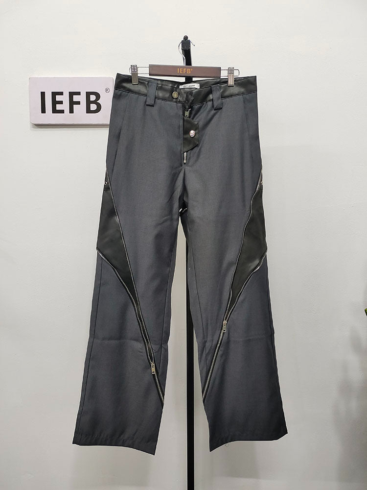 Men's Designer Straight Leather Trousers - skyjackerz