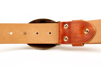 Coffee / 105 cm Ethnic Style Men's Leather Belt for Jeans - skyjackerz