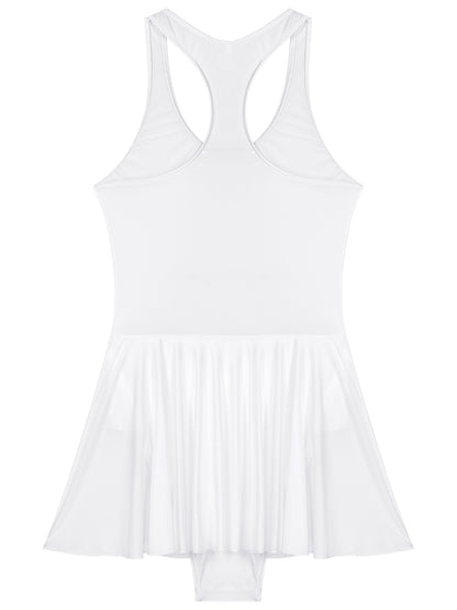 Women Leather Leotard Party Dress - skyjackerz