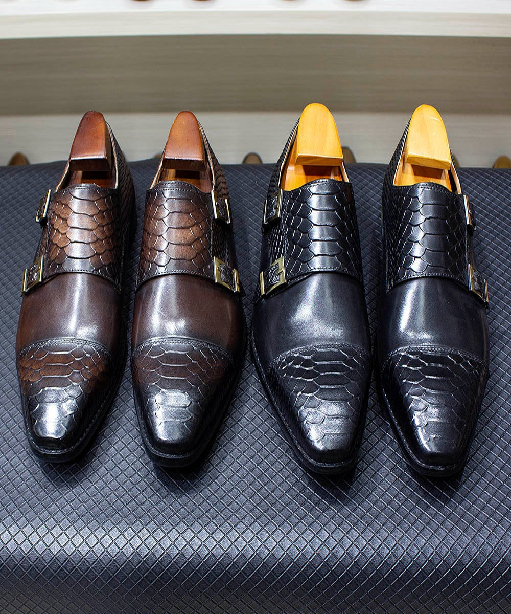 Men's Leather Designer Scales Shoes - skyjackerz