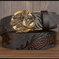 Coffee / 105 cm Luxury Designer Dragon Leather Belt For Men - skyjackerz