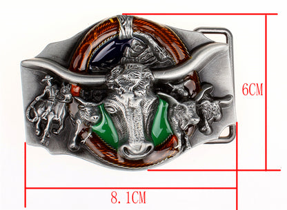 A - Black / 105 cm Cowboy Style Men's Genuine Leather Belt - skyjackerz