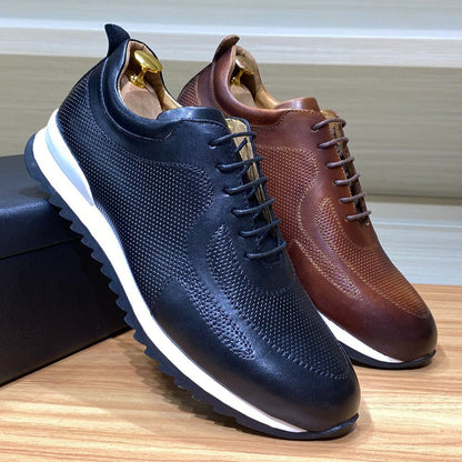 Men's Leather Lace-Up Sneakers - skyjackerz