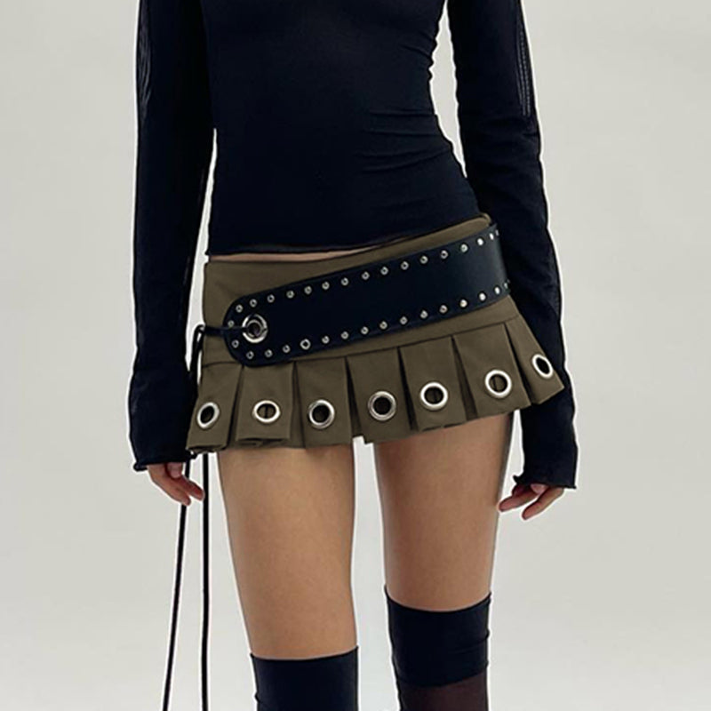 Auburn / S Women Leather Vintage Mini Skirt - skyjackerz