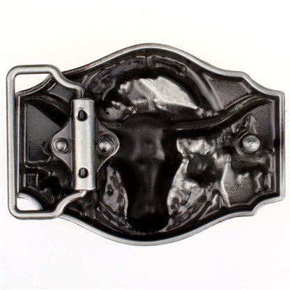 A - Black / 105 cm Cowboy Style Men's Genuine Leather Belt - skyjackerz