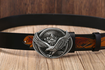 Eagle Buckle - Bronze / Black / 105 cm Men's Eagle Embossed Leather Belt - skyjackerz