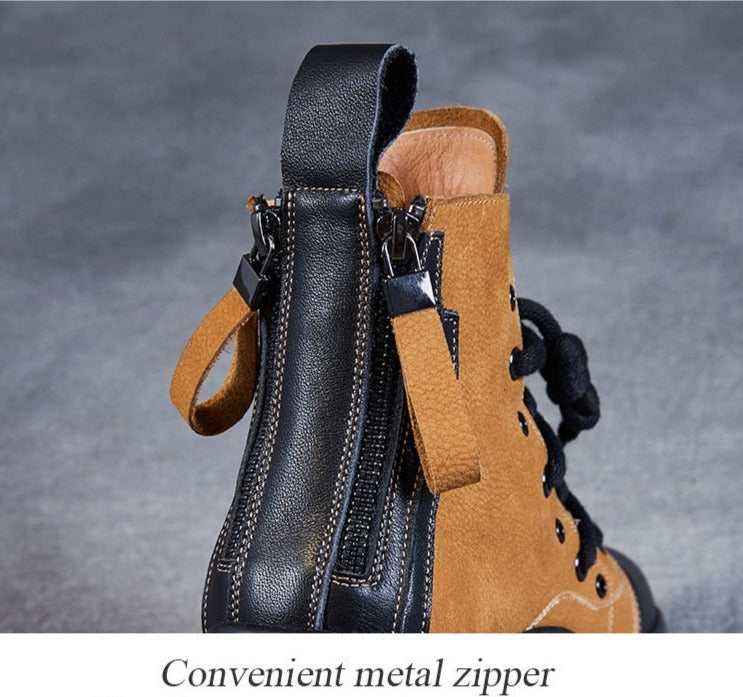 Women's Chunky Leather Boots - skyjackerz