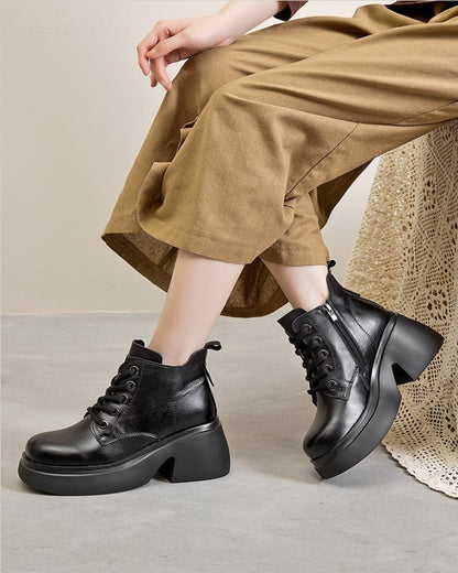 Black / 5 Women's Thick High-Heel Ankle Boots - skyjackerz