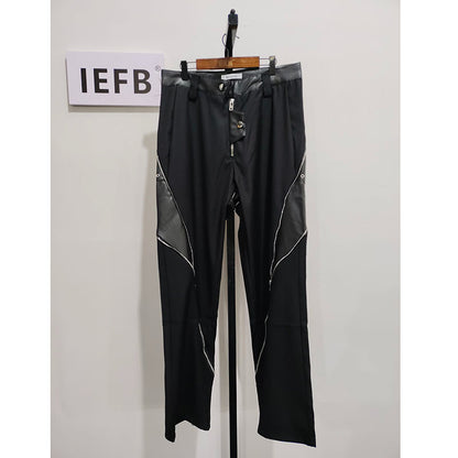 Men's Designer Straight Leather Trousers - skyjackerz