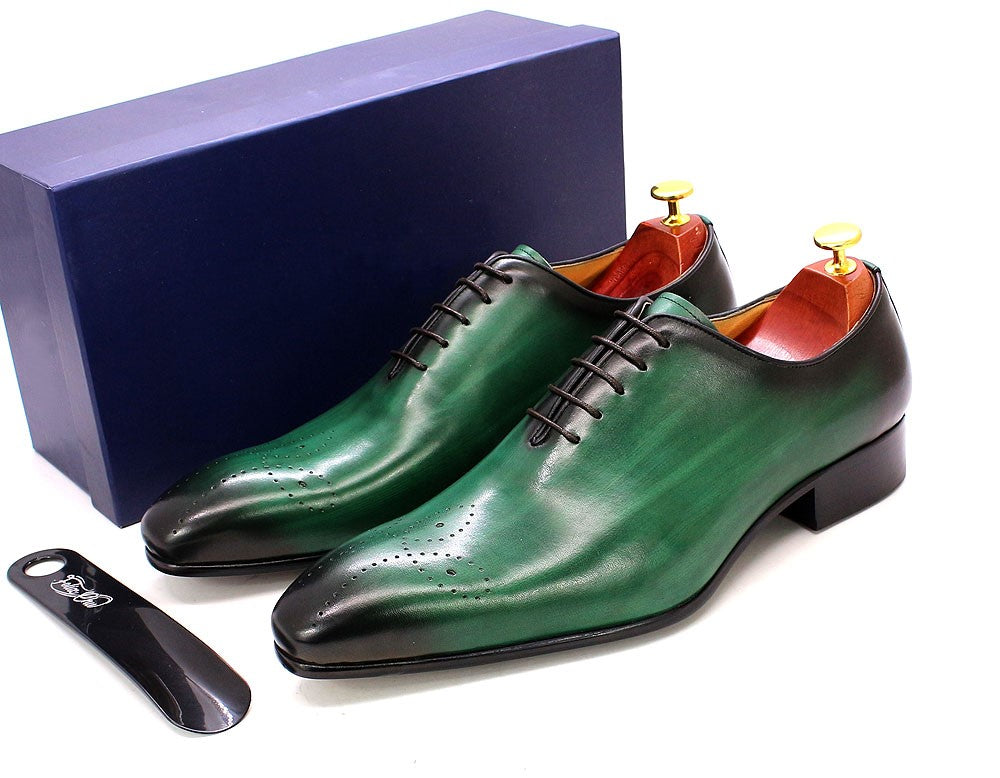 Green / 6 Men's Timeless Handcrafted Wedding Oxfords - skyjackerz