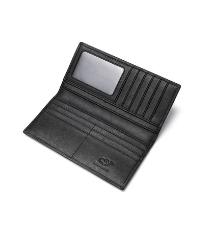 A Men's Designer Long Stag Leather Wallet - skyjackerz