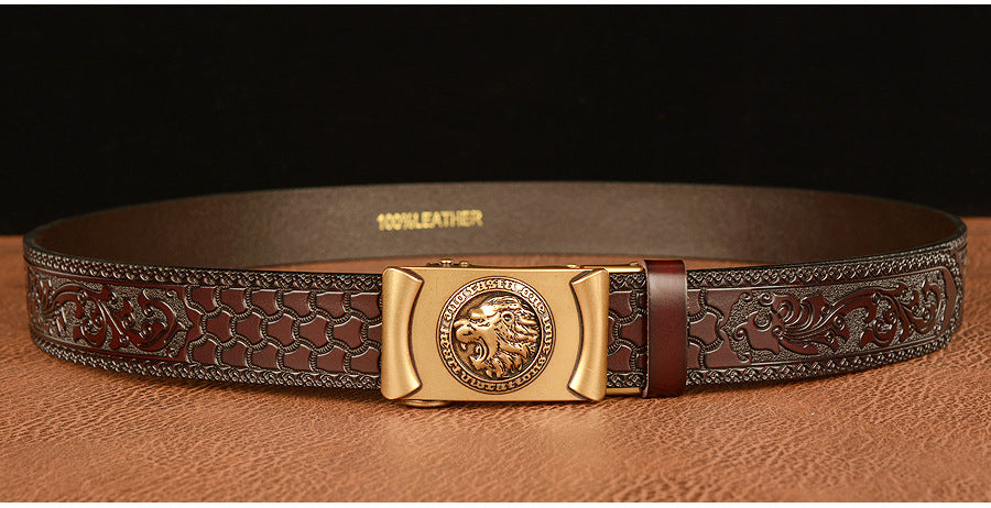 Lion King Alloy Buckle Leather Belt For Men - skyjackerz