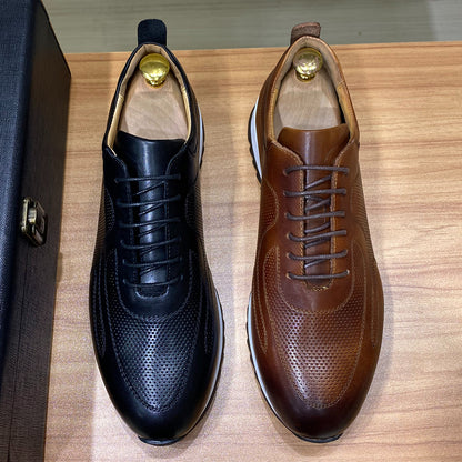 Men's Leather Lace-Up Sneakers - skyjackerz