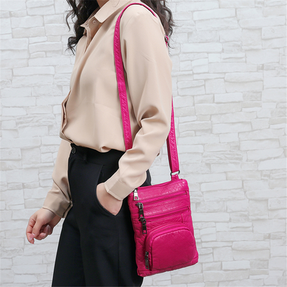 Brown Women's Leather Shoulder Bag - Multi-Pockets Casual Handbag - skyjackerz