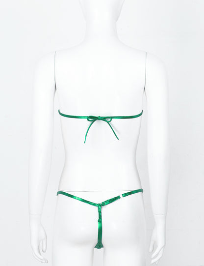 Women's Shiny Leather Bikini Set - skyjackerz