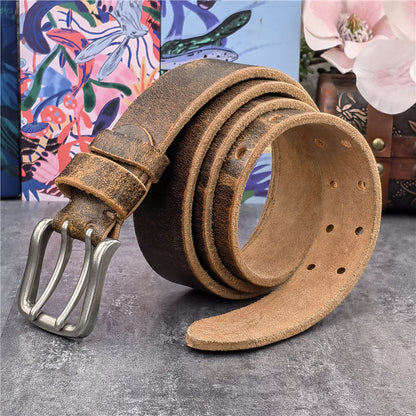 Black-B / 95 cm Retro Style Genuine Leather Belt for Men - skyjackerz