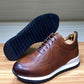 Brown / 7 Men's Leather Lace-Up Sneakers - skyjackerz