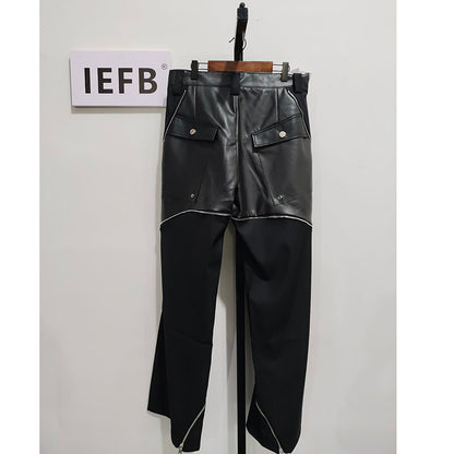 Men's Designer Straight Leather Trousers - skyjackerz