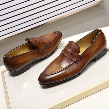 Brown / 6 Men's Leather Casual Dress Shoes - skyjackerz