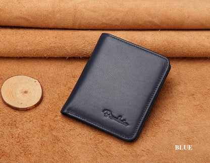 Without Box / Black stitching Men's Leather Business Mini Coin Wallet - skyjackerz