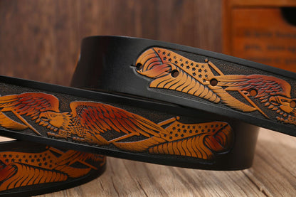 Eagle Buckle - Bronze / Black / 105 cm Men's Eagle Embossed Leather Belt - skyjackerz