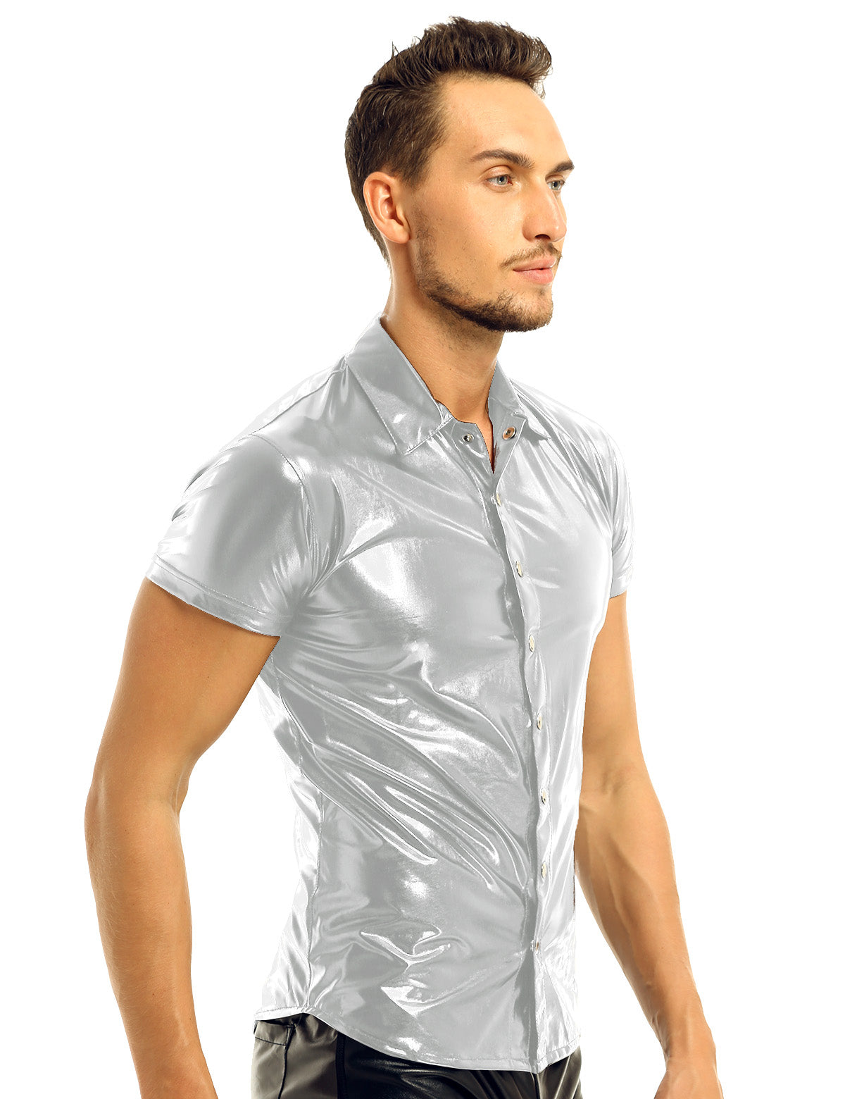 Men's Leather Metallic Club Top - skyjackerz