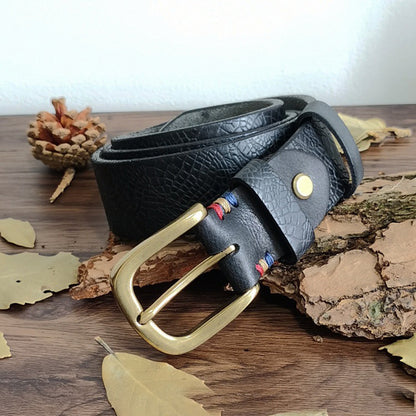 Khaki / 100 cm Men's Serpentine Strap Pin Buckle Leather Belt - skyjackerz