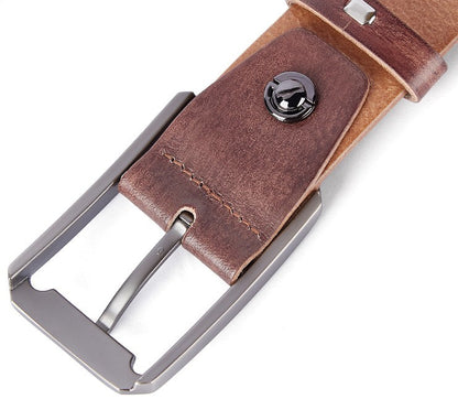 Coffee / 110 cm Men's Advanced Leather Belt with Alloy Pin Buckle - skyjackerz