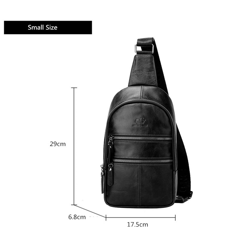 Black - Small Men's Leather Multifunctional Shoulder Bag - skyjackerz