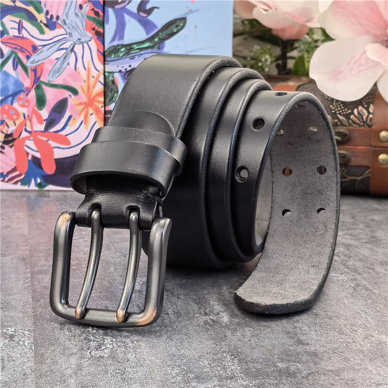 Black-B / 95 cm Retro Style Men's Leather Belt - skyjackerz