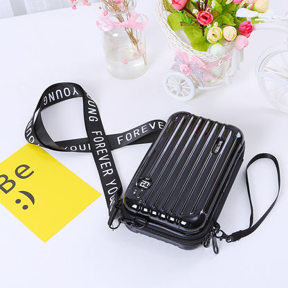Black / One Size Women's Leather Crossbody Purse - Mini Suitcase Shape - skyjackerz