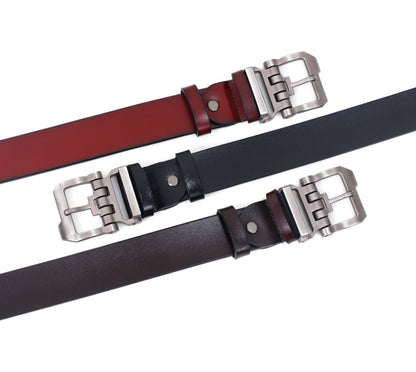 Black / 105 (cm) Men's Casual Business Leather Belt - skyjackerz
