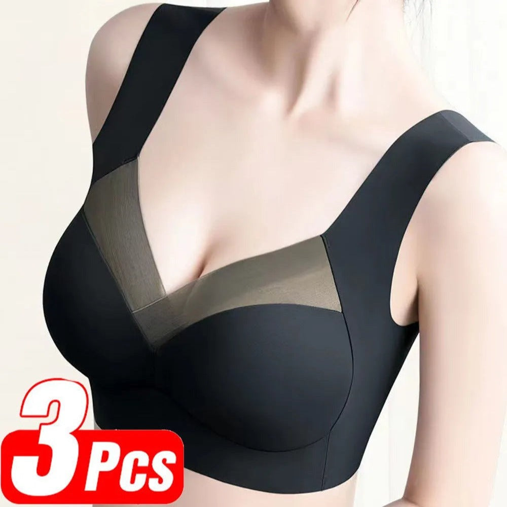 Night Black / L / One-Size 3Pcs Push Up Woman Bralette Set - skyjackerz