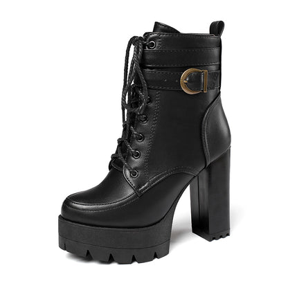 Women's Lace-Up Motorcycle Booties - skyjackerz