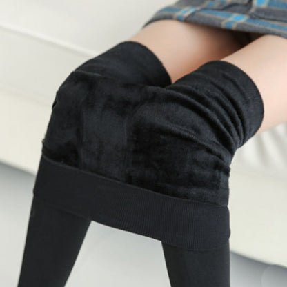 Black / One-Size Women's Velvet Winter Pantyhose - skyjackerz