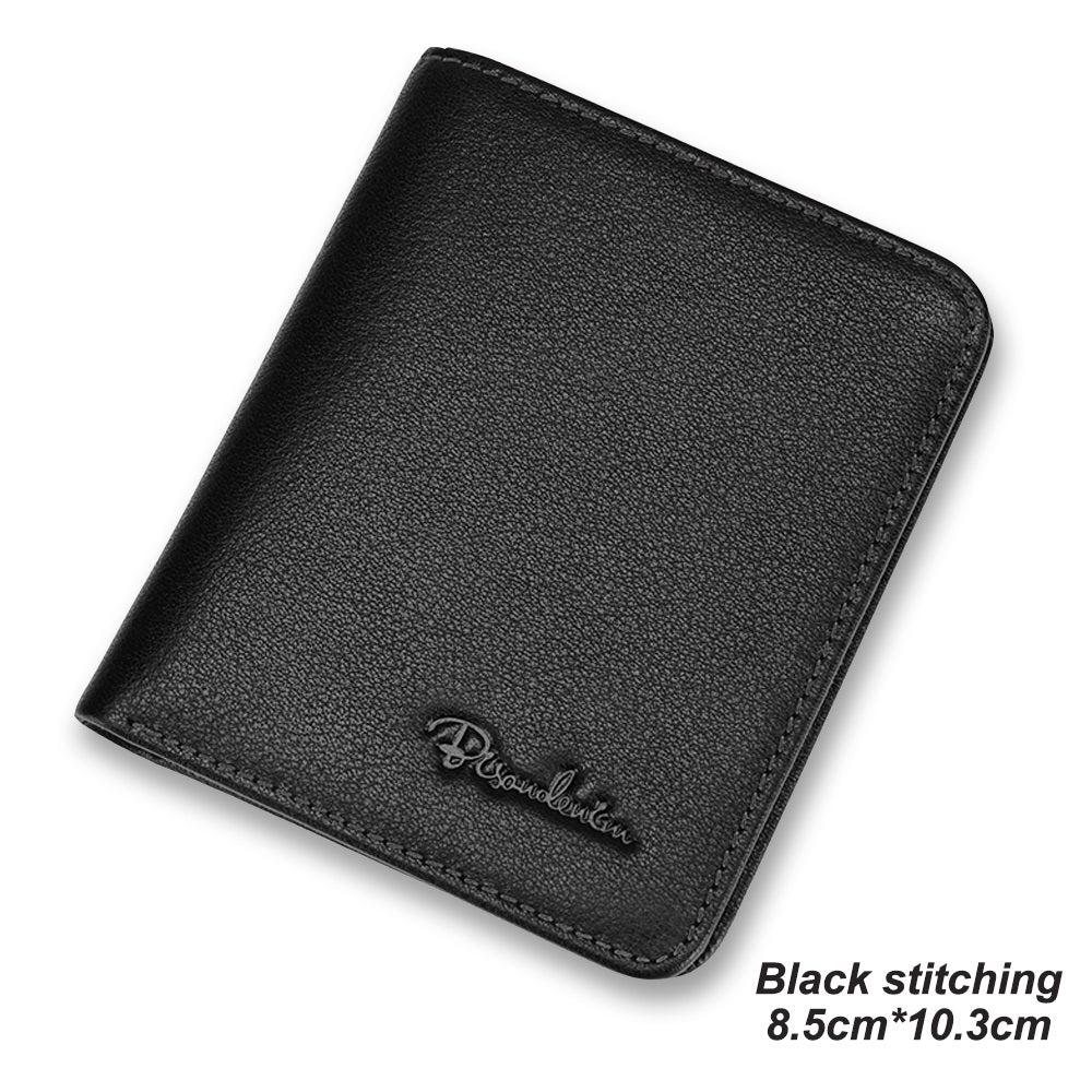 Without Box / Black stitching Men's Leather Business Mini Coin Wallet - skyjackerz