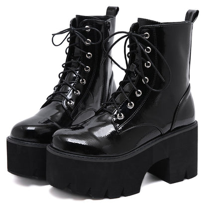 Women's Black Leather Ankle Boots - skyjackerz