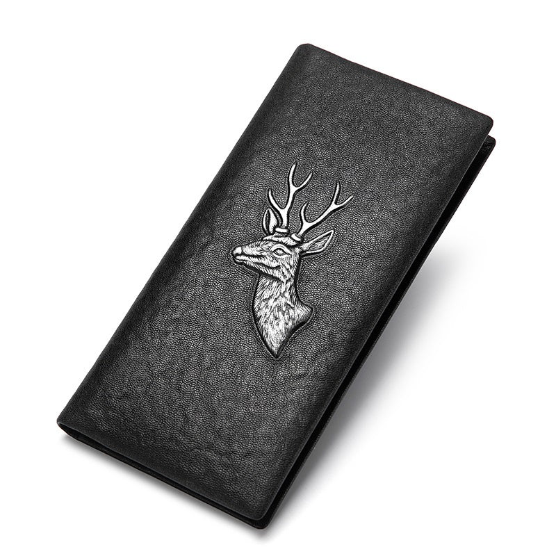 A Men's Designer Long Stag Leather Wallet - skyjackerz