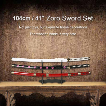 3-pcs Set A One Piece Zoro Wooden Sword Toys - skyjackerz