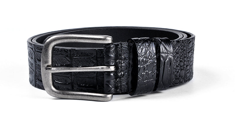 Black / 95 cm Men's Designer Crocodile Pattern Belt - skyjackerz