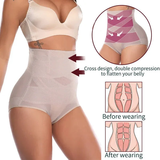 Beige / M Cross Compression Abs Shaper - skyjackerz