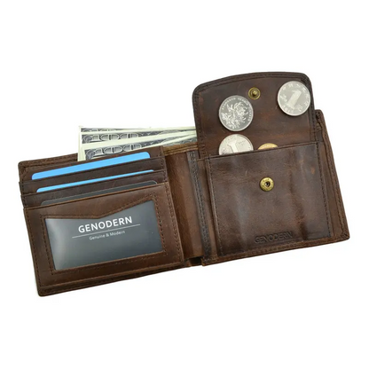 Black Plain VintageGuard Men's Leather Wallet - skyjackerz